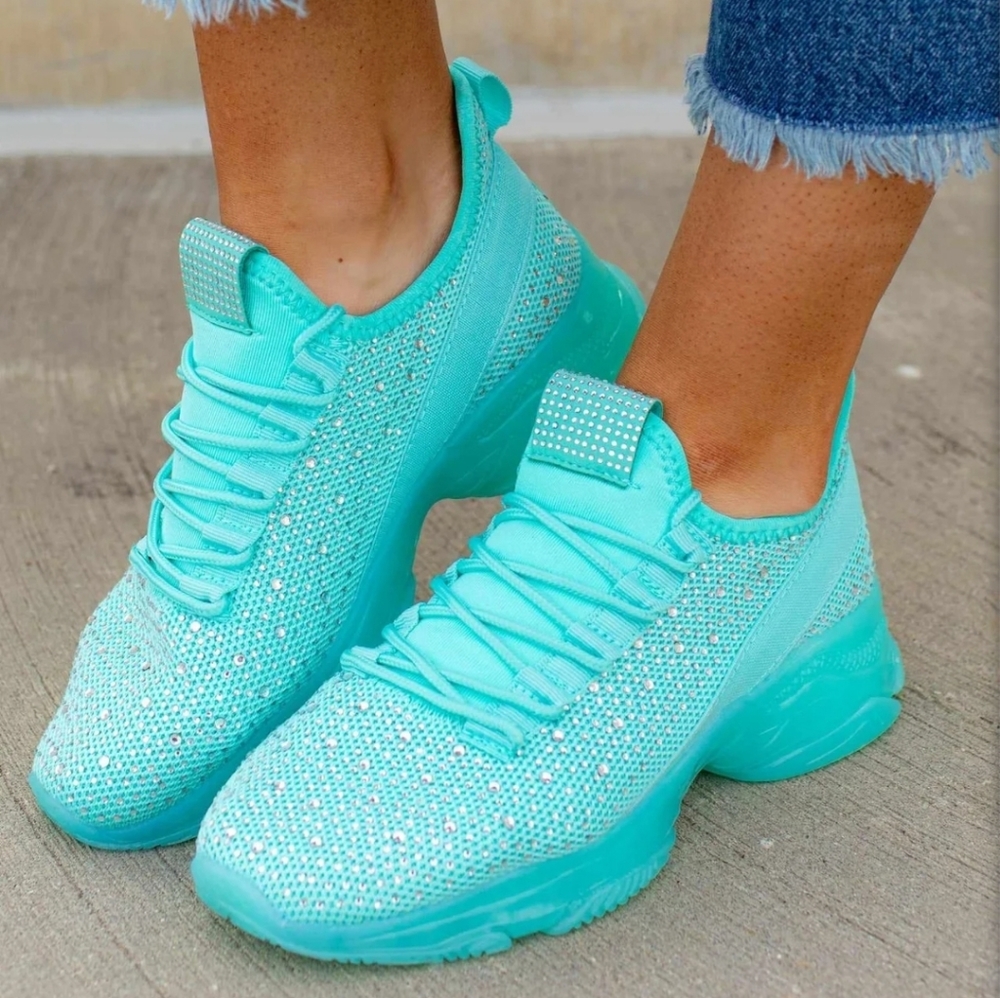 Turquoise Rhinestone Sneakers